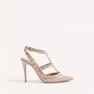 VALENTINO Rockstud beige ankle strap Caged Heel Pump 40